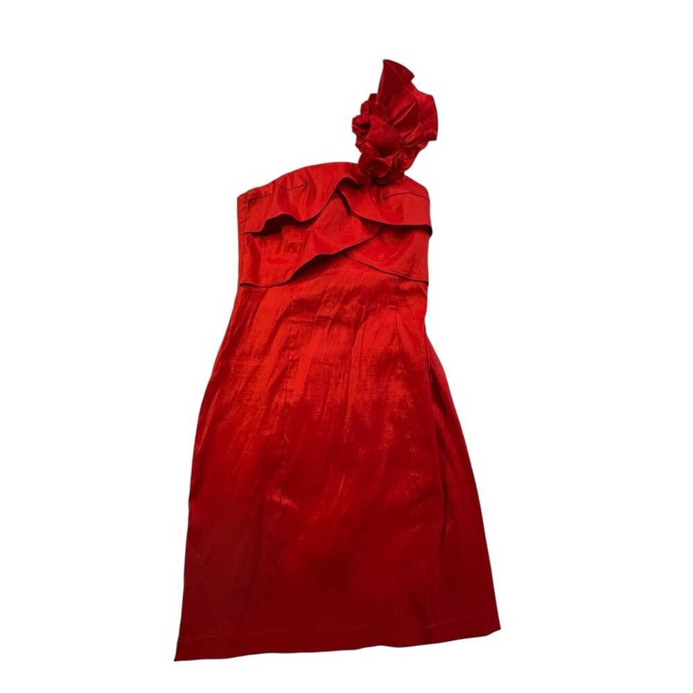 Forever Twenty One Dress Women's Red Single Shoulder Half Zip Size Small Rose